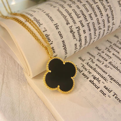 [Clover Jewelery]CLOVER 25MM NECKLACE GOLD ONYX