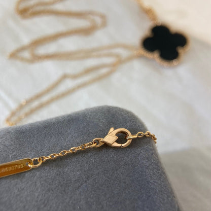 [Clover Jewelery]CLOVER 25MM NECKLACE GOLD ONYX