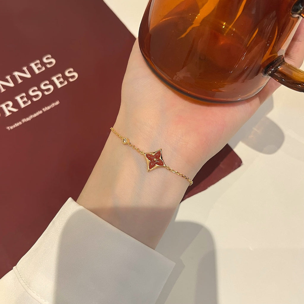 [Clover Jewelry]COLOR STAR CARNELIAN PINK GOLD DIAMOND BRACELET