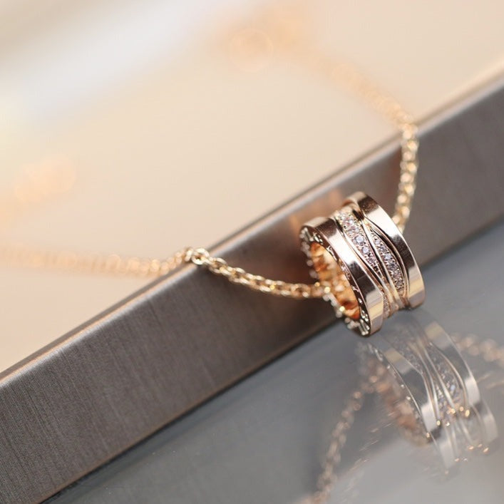 [Clover Jewelery]ZERO 1 PINK GOLD DIAMOND NECKLACE