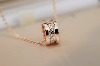 [Clover Jewelery]ZERO 1 PINK GOLD DIAMOND NECKLACE