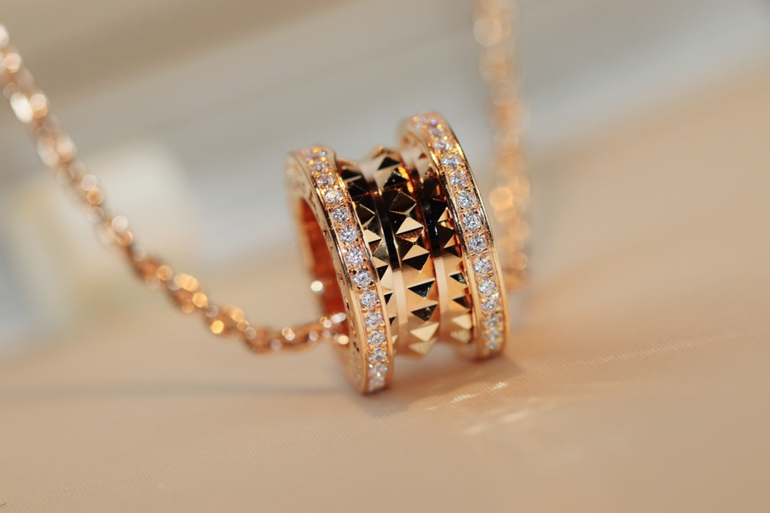 [Clover Jewelery]ZERO 1 ROCK PEDANT PINK GOLD NECKLACE