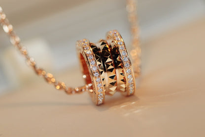 [Clover Jewelery]ZERO 1 ROCK PEDANT PINK GOLD NECKLACE