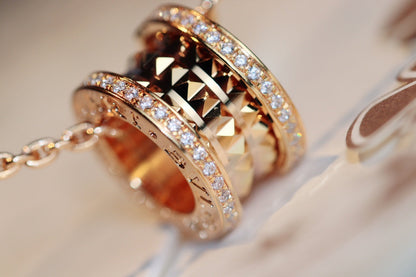 [Clover Jewelery]ZERO 1 ROCK PEDANT PINK GOLD NECKLACE