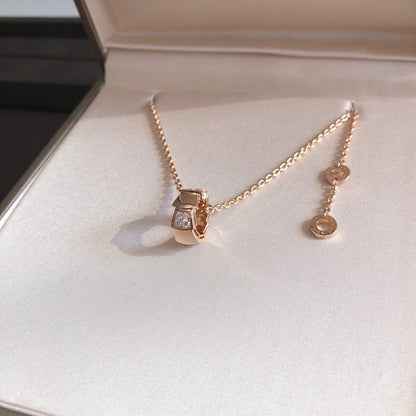 [Clover Jewelery]SERPENTI PEDANT DIAMOND PINK GOLD NECKLACE
