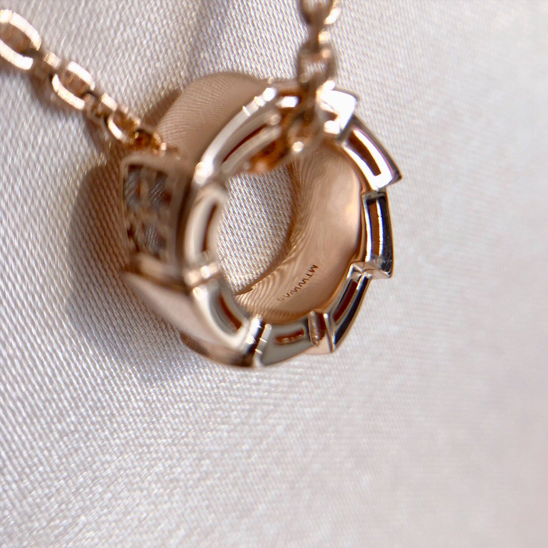 [Clover Jewelry]SERPENTI PEDANT DIAMOND PINK GOLD NECKLACE