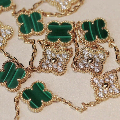 [Clover Jewelery]CLOVER 20 MOTIFS MALACHITE DIAMOND NECKLACE