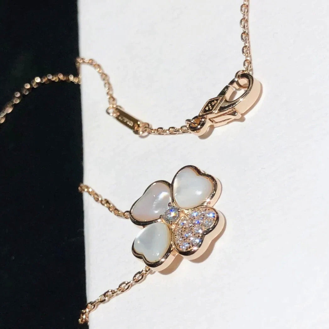 [Clover Jewelery]CLOVER MOP DIAMOND ROSE GOLD NECKLACE