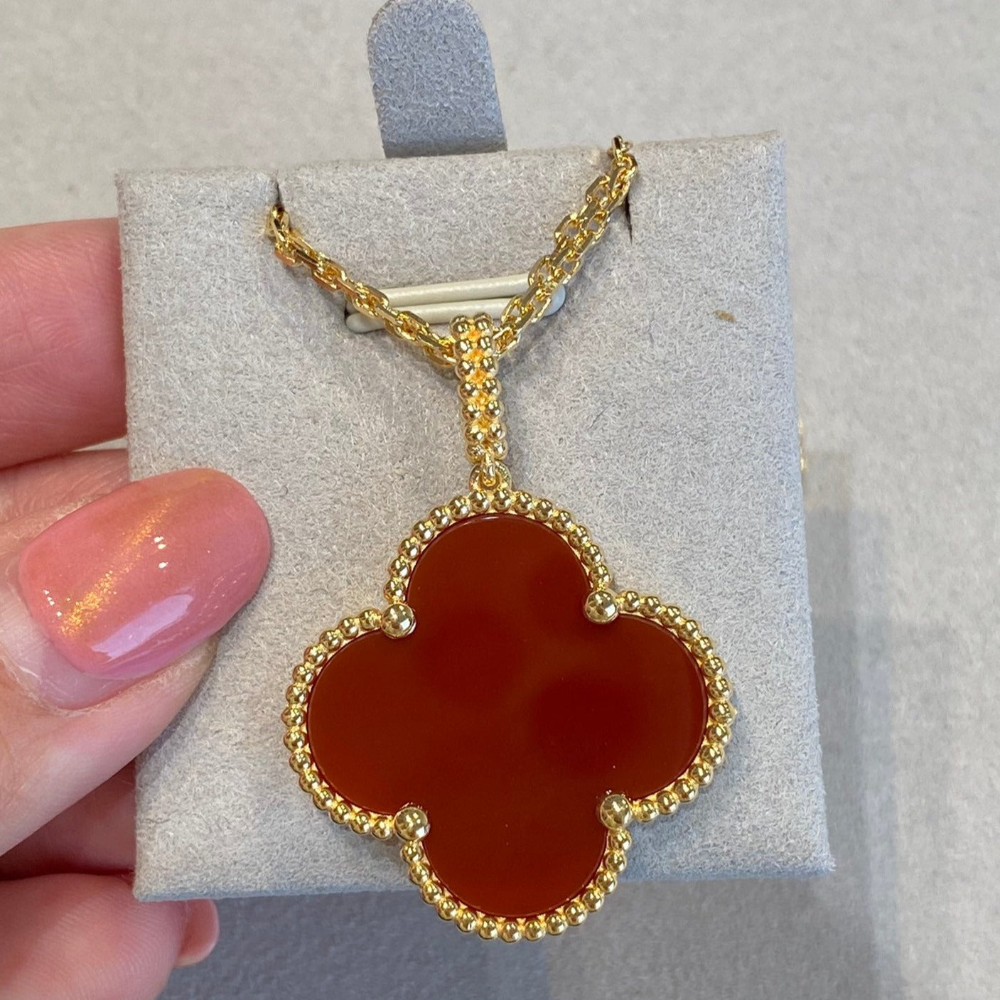 [Clover Jewelry]KLEE 25MM HALSKETTE GOLD KARNEOL