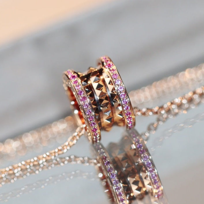 [Clover Jewelery]ZERO 1 ROCK PINK GOLD PINK DIAMOND NECKLACE