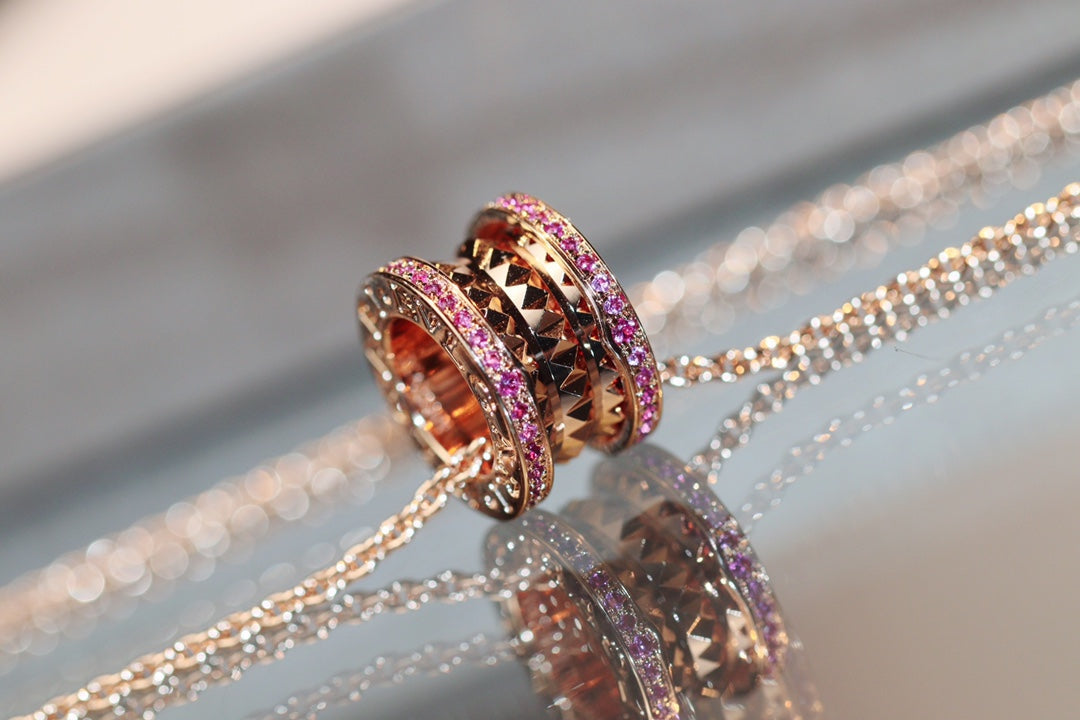 [Clover Jewelery]ZERO 1 ROCK PINK GOLD PINK DIAMOND NECKLACE