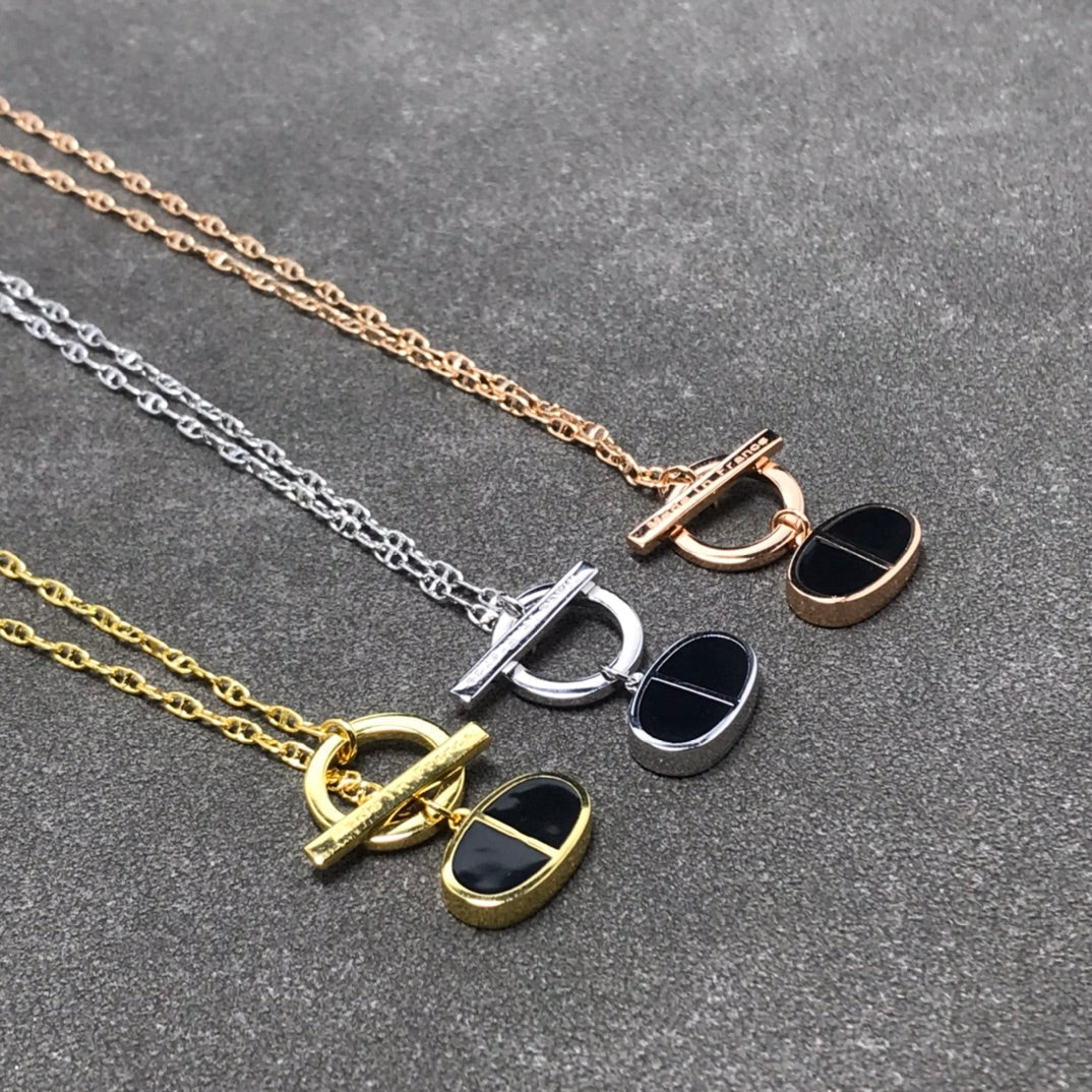 [Clover Jewelery]CHAINE VERSO BLACK CERAMIC  NECKLACE