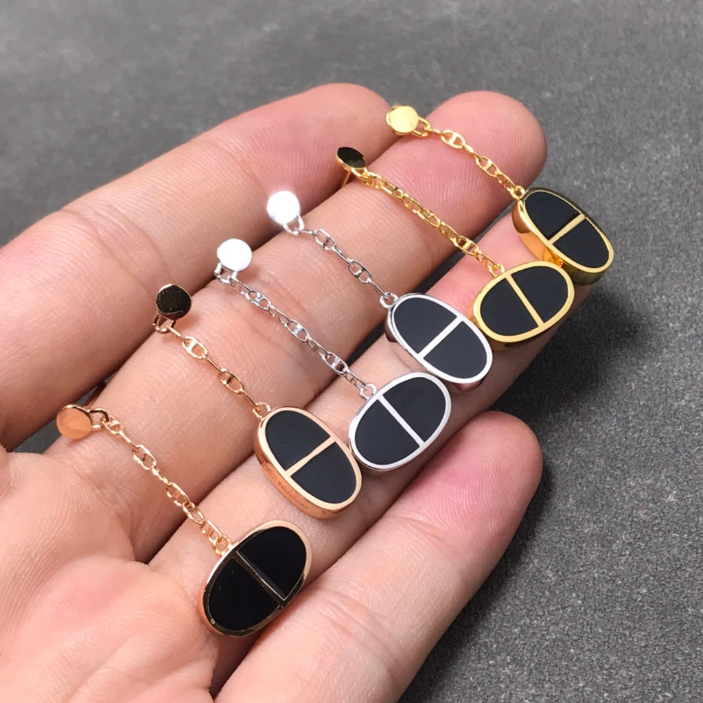 [Clover Schmuck]CHAINE VERSO SCHWARZE KERAMIK-SILBER-OHRRINGE