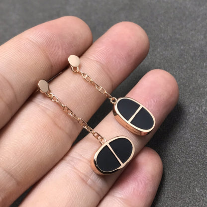 [Clover Jewelery]CHAINE VERSO BLACK CERAMIC SILVER EARRINGS