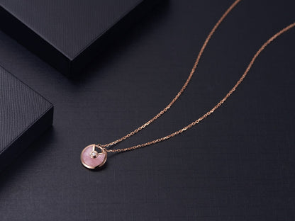[Clover Jewelery]AMULETTE ROSE GOLD PINK MOP NECKLACE