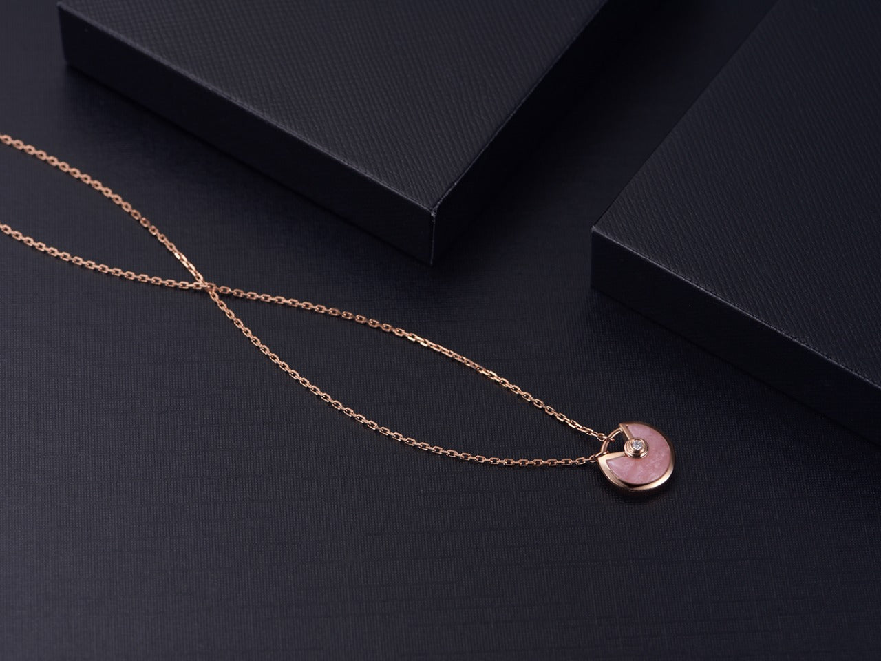 [Clover Jewelry]AMULETTE ROSE GOLD PINK MOP NECKLACE