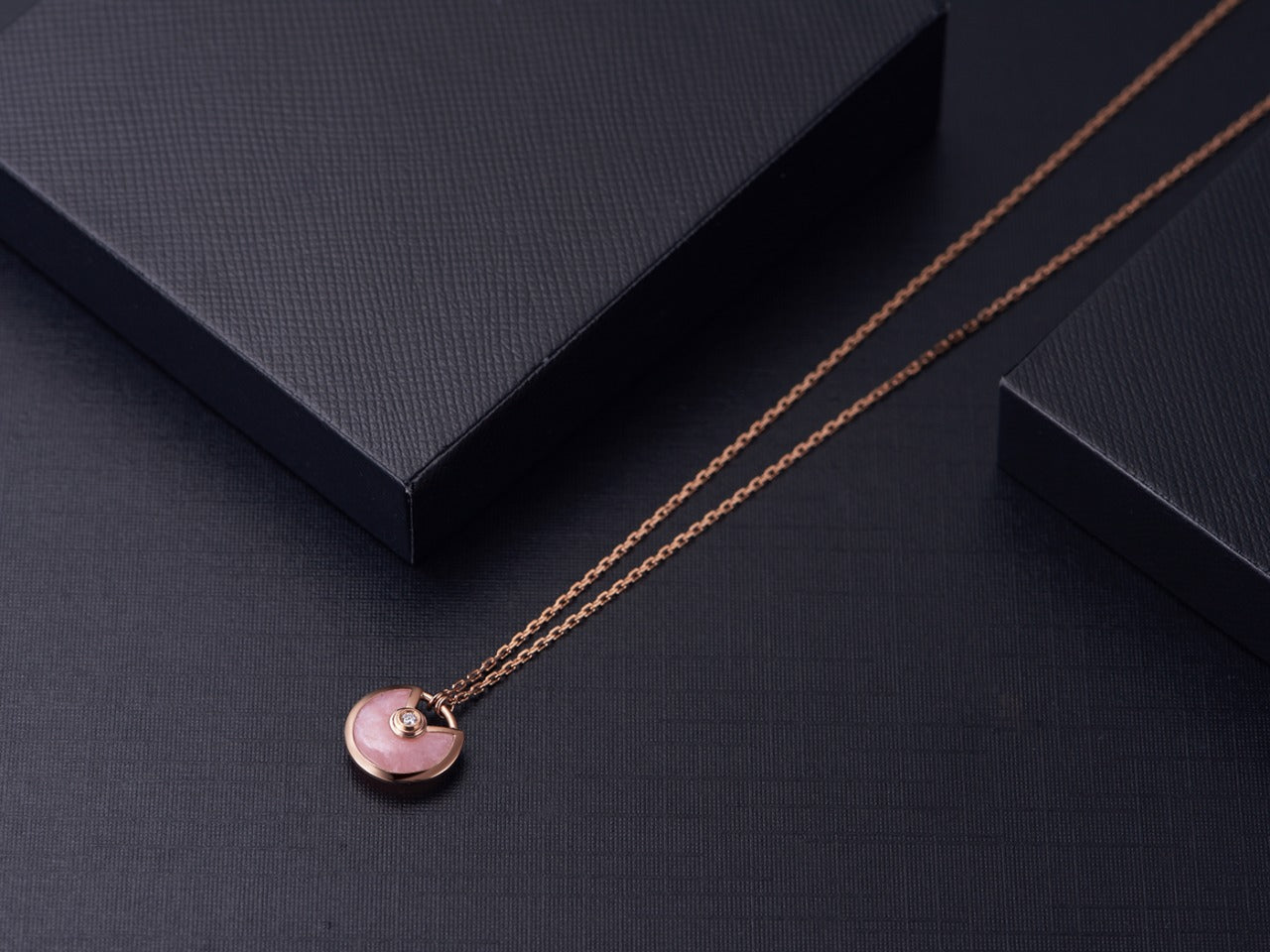 [Clover Jewelry]AMULETTE ROSE GOLD PINK MOP NECKLACE