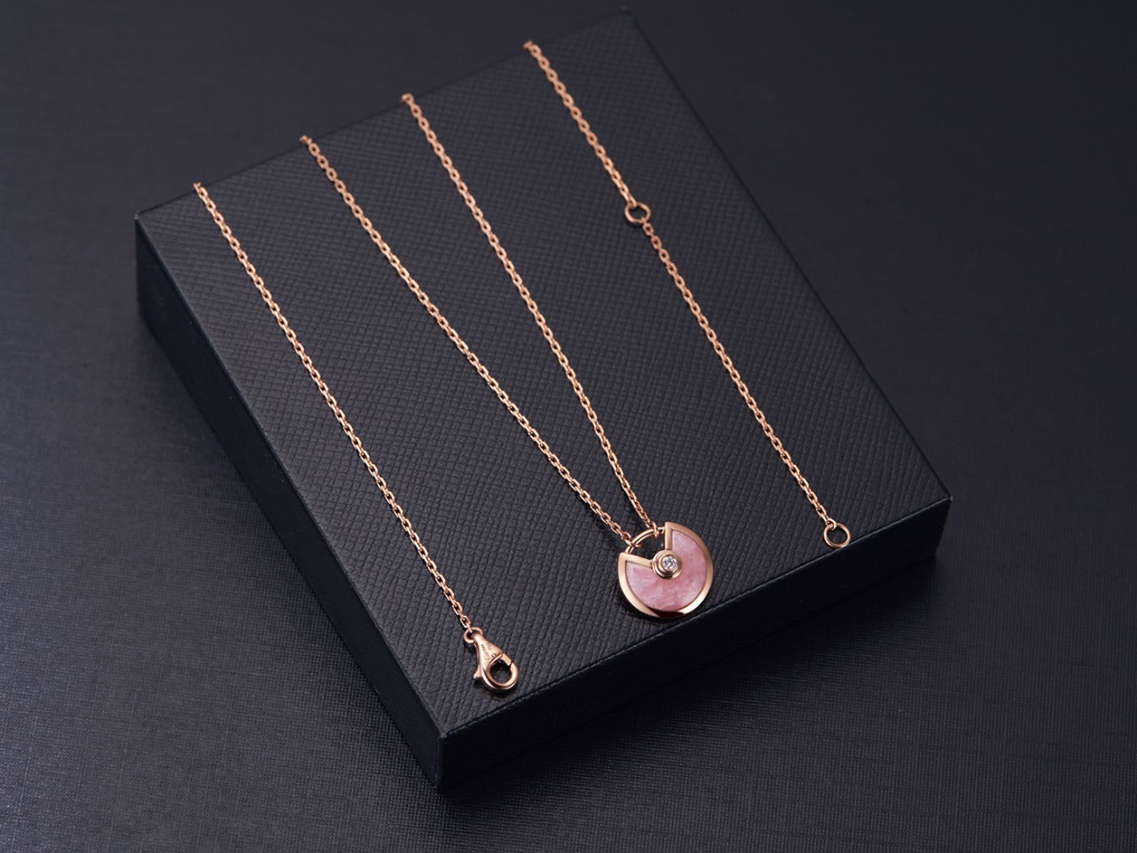 [Clover Jewelry]AMULETTE ROSE GOLD PINK MOP NECKLACE