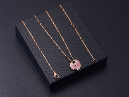 [Clover Jewelery]AMULETTE ROSE GOLD PINK MOP NECKLACE