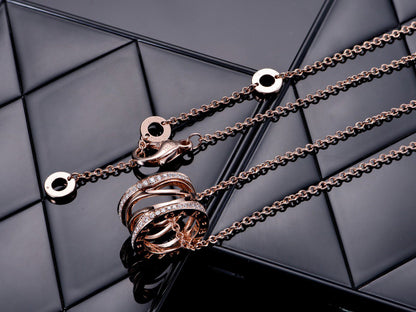 [Clover Jewellery]ZERO 1 ROSA GOLD DIAMANT OFFENE HALSKETTE