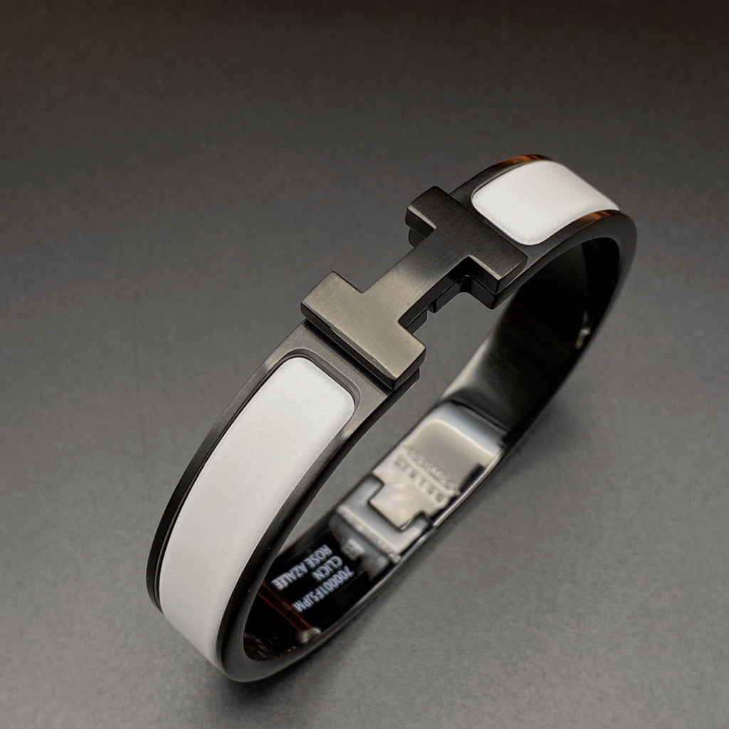 [クローバージュエリー]H ブレスレット 12MM ブラックホワイトセラミック