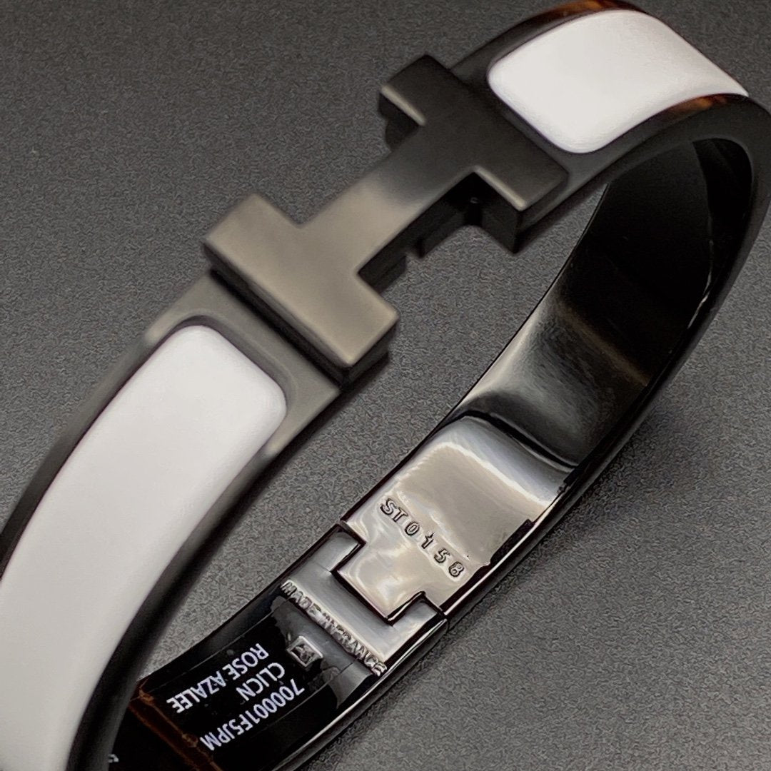 [クローバージュエリー]H ブレスレット 12MM ブラックホワイトセラミック