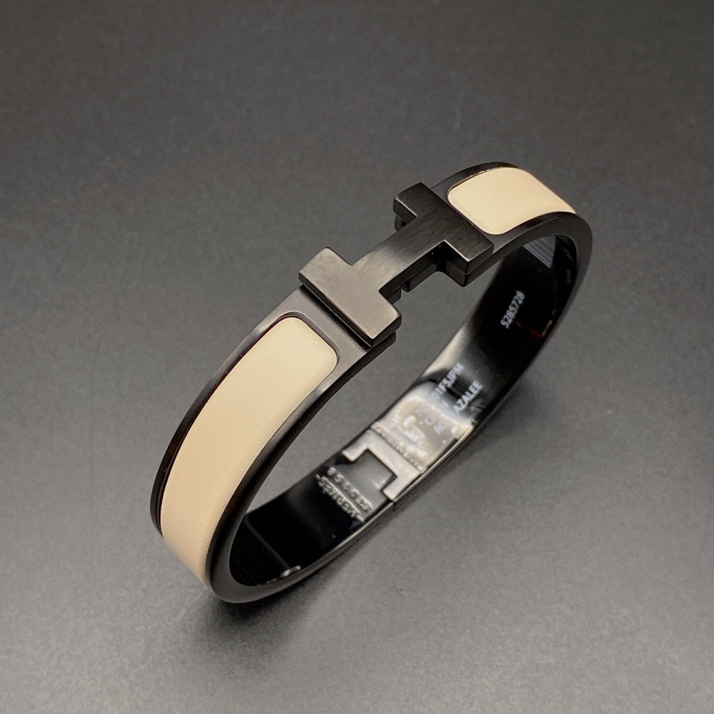 [Clover Jewelry]Hブレスレット 12MM ブラックベージュ セラミック