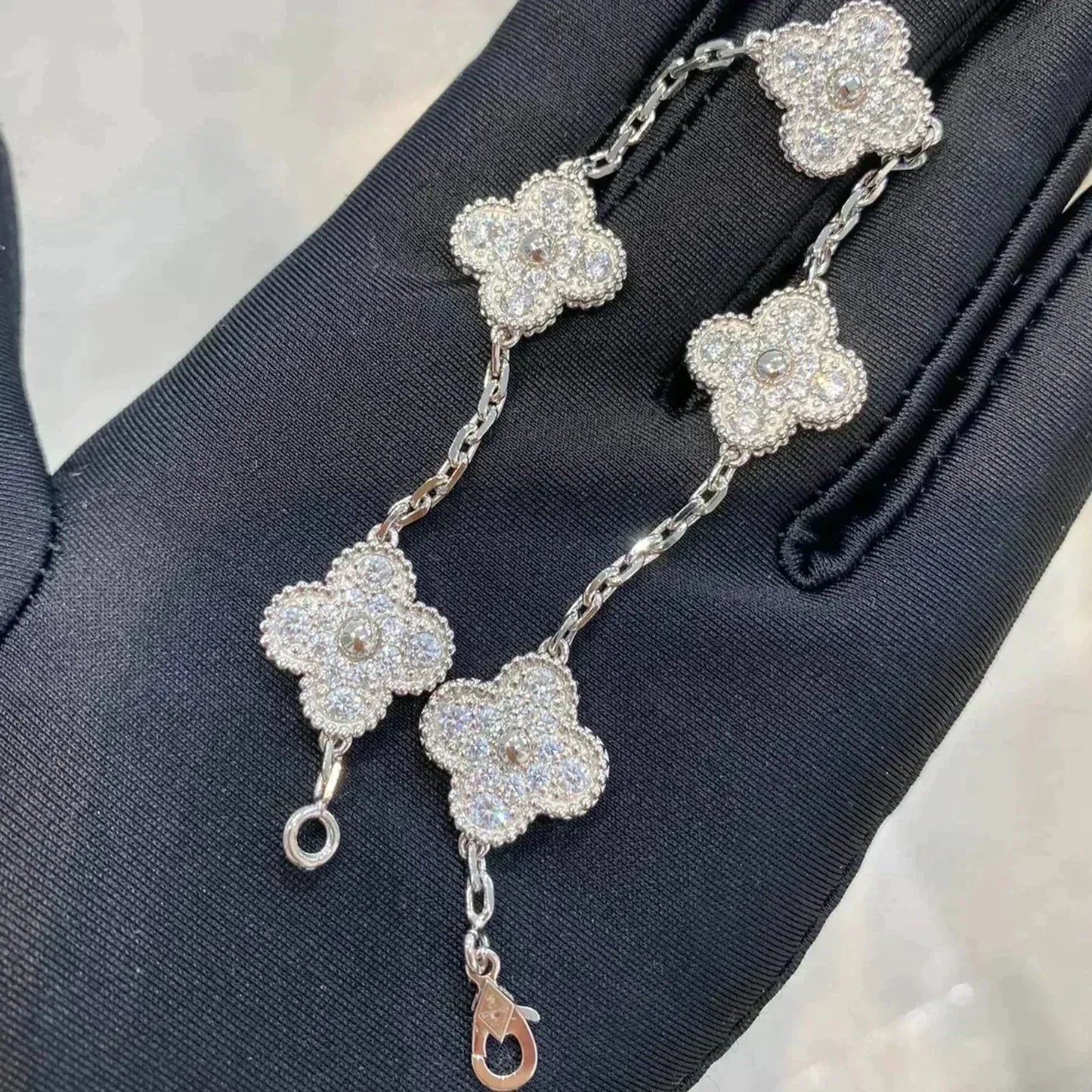 [Clover Jewelery]CLOVER 5 MOTIFS  DIAMOND BRACELET SILVER