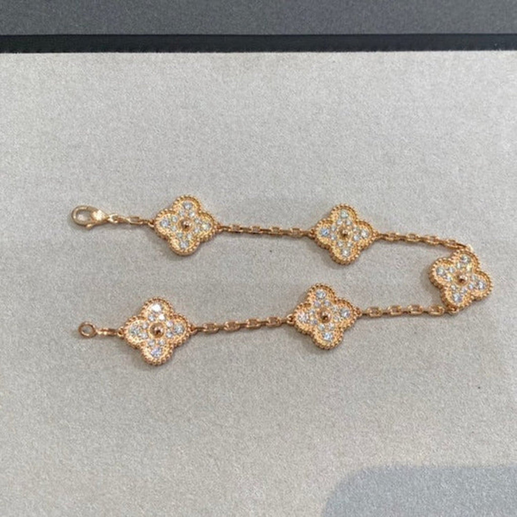[Clover Jewelry]クローバー 5モチーフ フルダイヤブレスレット