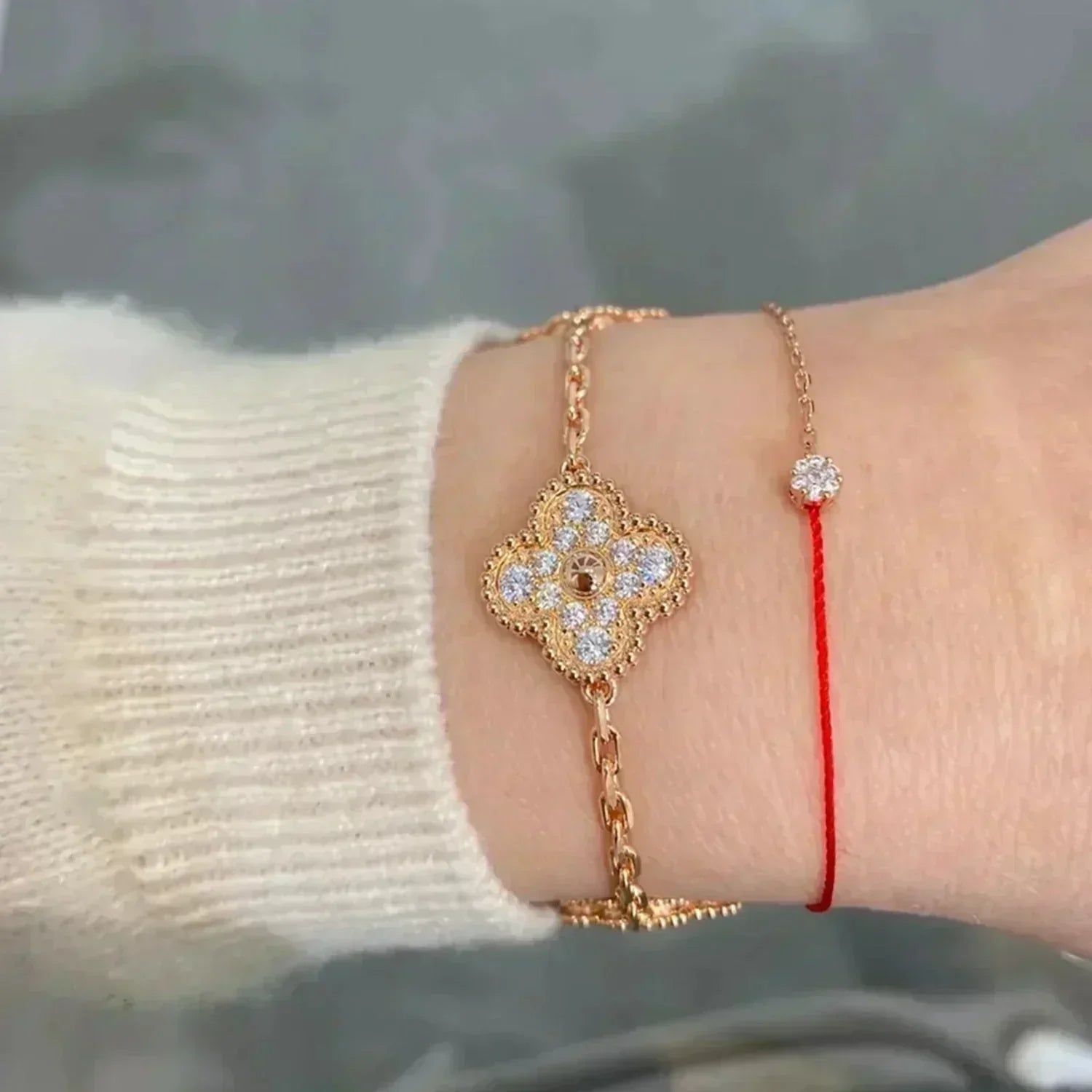 [Clover Jewelry]CLOVER 5 MOTIFS  FULL DIAMOND BRACELET