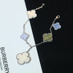 [Clover Jewelry]CLOVER BRACELET 5 MOTIFS MOP CHALCEDONY SILVER