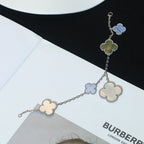[Clover Jewelry]CLOVER BRACELET 5 MOTIFS MOP CHALCEDONY SILVER