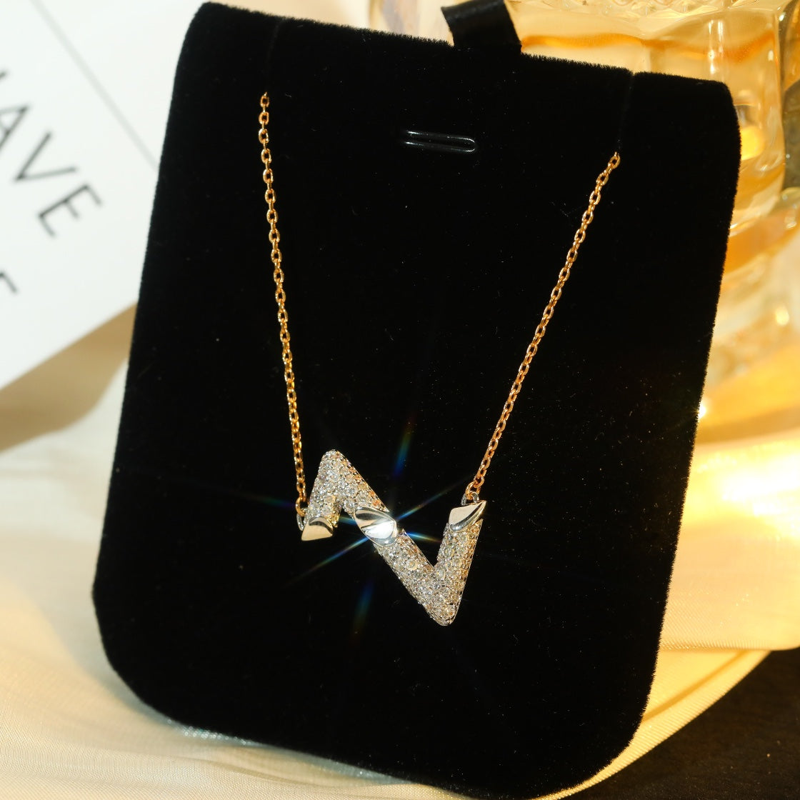 [Clover Jewelery]VOLT SILVER DIAMOND PEDANT NECKLACE