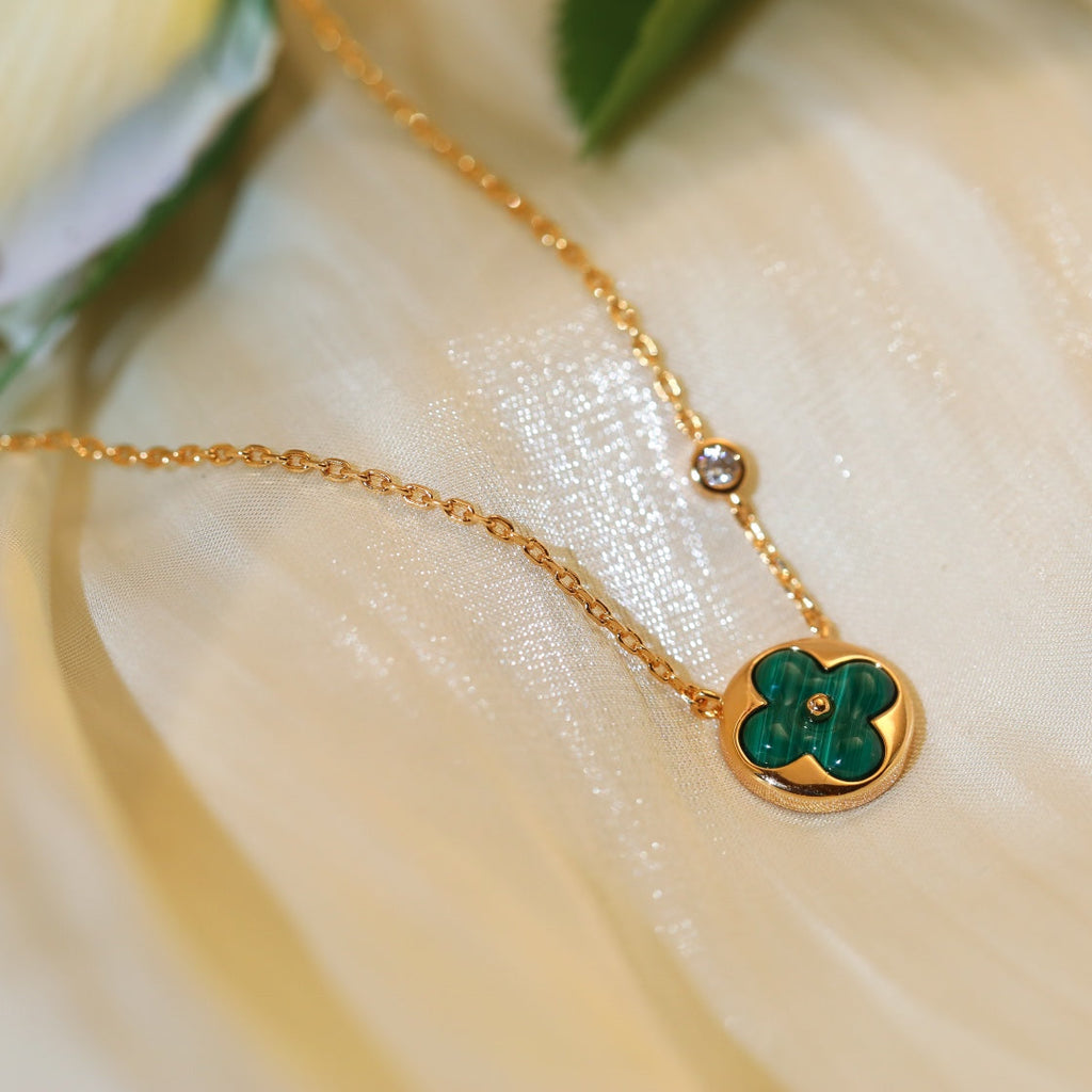 [Clover Jewelry]SUN PEDANT PINK GOLD 1 DIAMOND NECKLACE