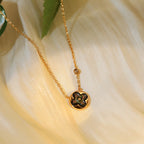 [Clover Jewelry]SUN PEDANT PINK GOLD 1 DIAMOND NECKLACE