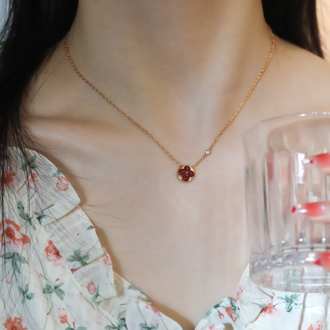 [Clover Jewelry]SONNENANHÄNGER ROSÉGOLD 1 DIAMANT HALSKETTE