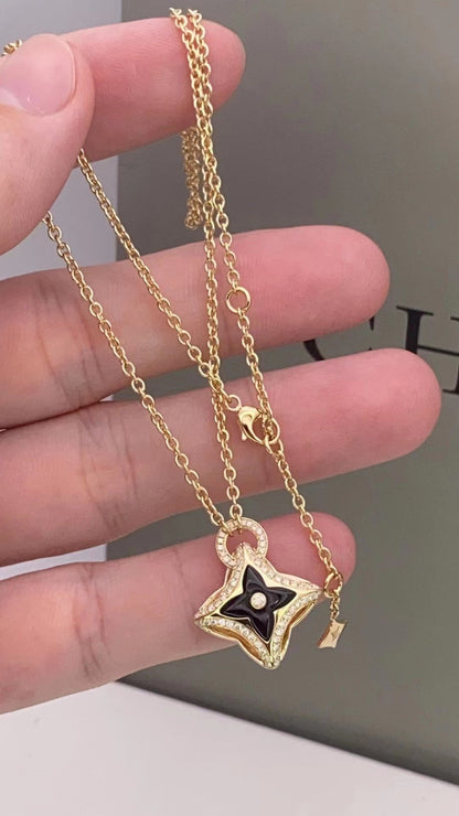 [Clover Jewelery]STAR PEDANT PINK GOLD DIAMOND NECKLACE