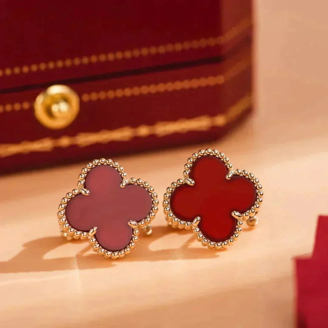 [Clover Jewelry]KLEEB BLATT MITTEL 1 MOTIV KARNEOL OHRRINGE