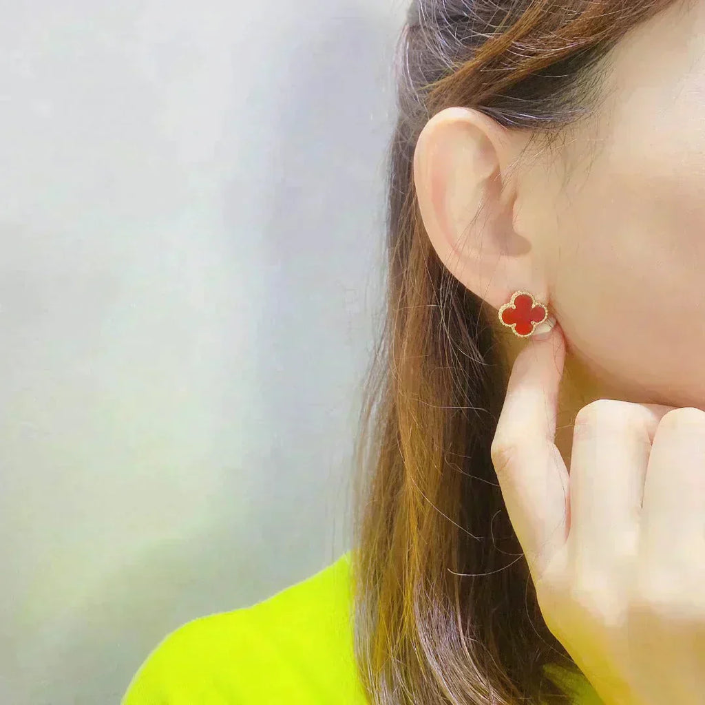 [Clover Jewelry]CLOVER MEDIUM 1 MOTIFS CARNELIAN  EARRINGS