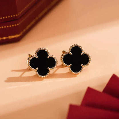 [Clover Jewelery]CLOVER MEDIUM 1 MOTIFS  ONYX STUD EARRINGS