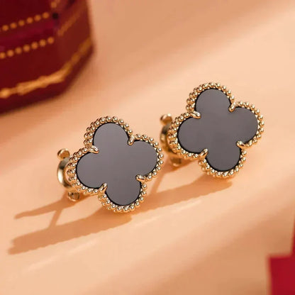 [Clover Jewelery]CLOVER MEDIUM 1 MOTIFS  ONYX STUD EARRINGS
