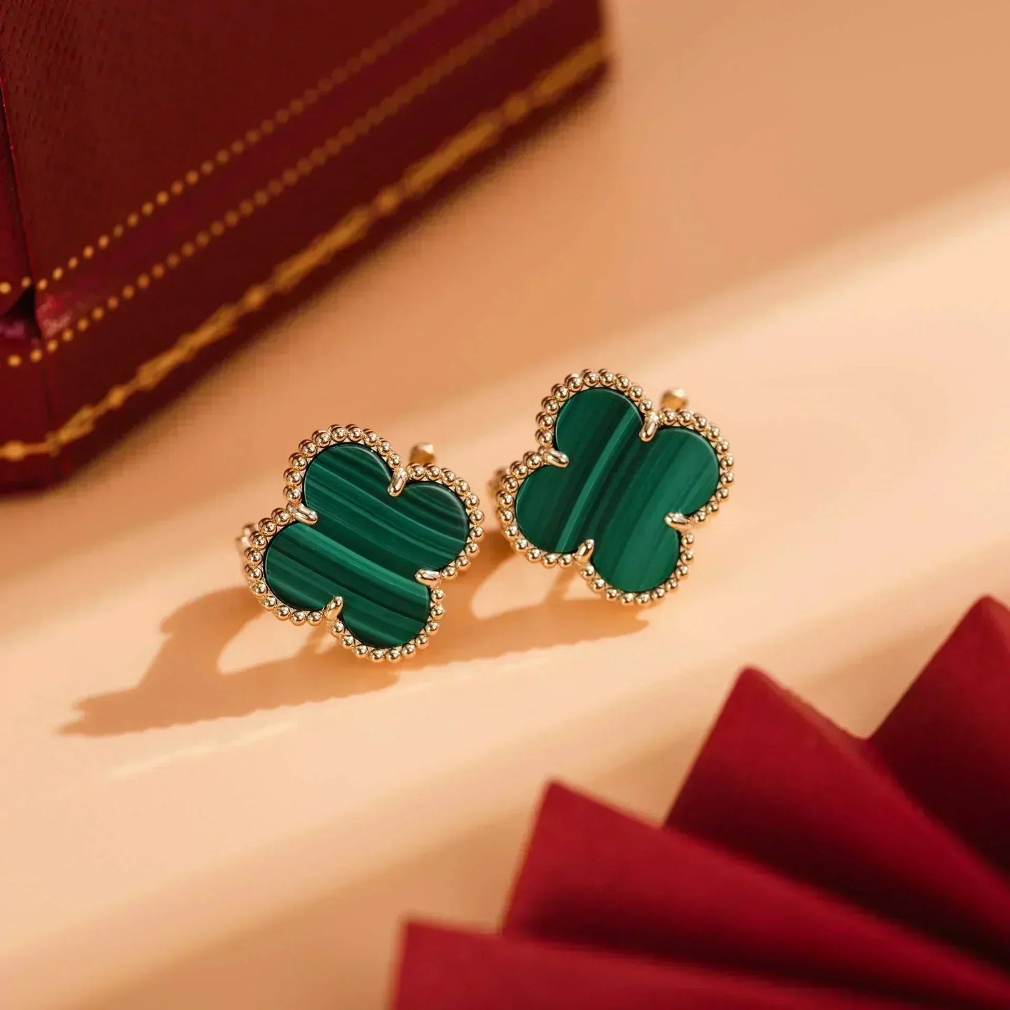 [Clover Jewelery]CLOVER MEDIUM 1 MOTIFS MALACHITE  EARRINGS