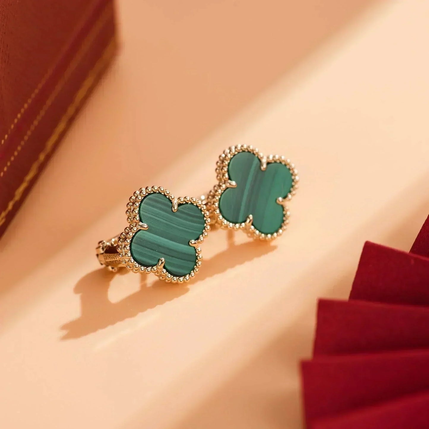 [Clover Jewelery]CLOVER MEDIUM 1 MOTIFS MALACHITE  EARRINGS