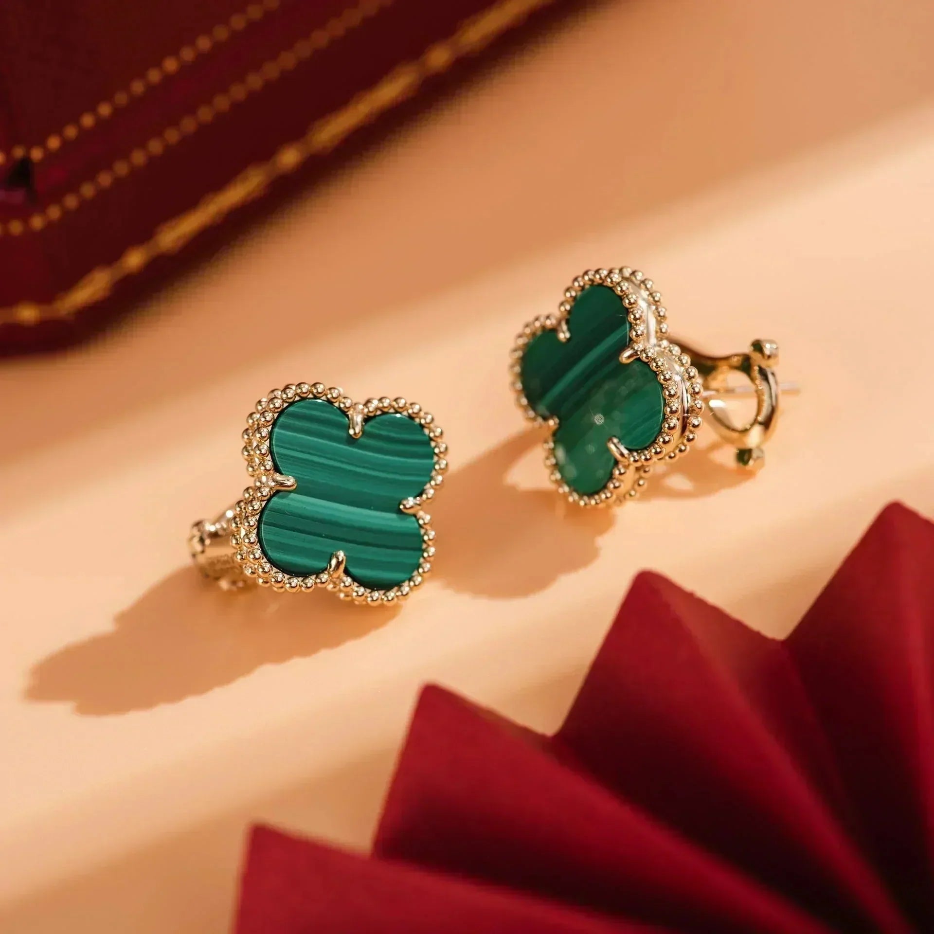 [Clover Jewelry]CLOVER MEDIUM 1 MOTIVE MALACHIT OHRRINGE