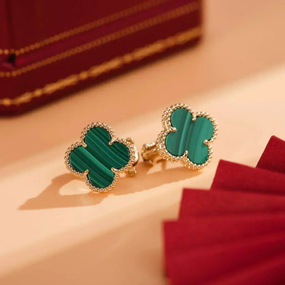 [Clover Jewelery]CLOVER MEDIUM 1 MOTIFS MALACHITE  EARRINGS