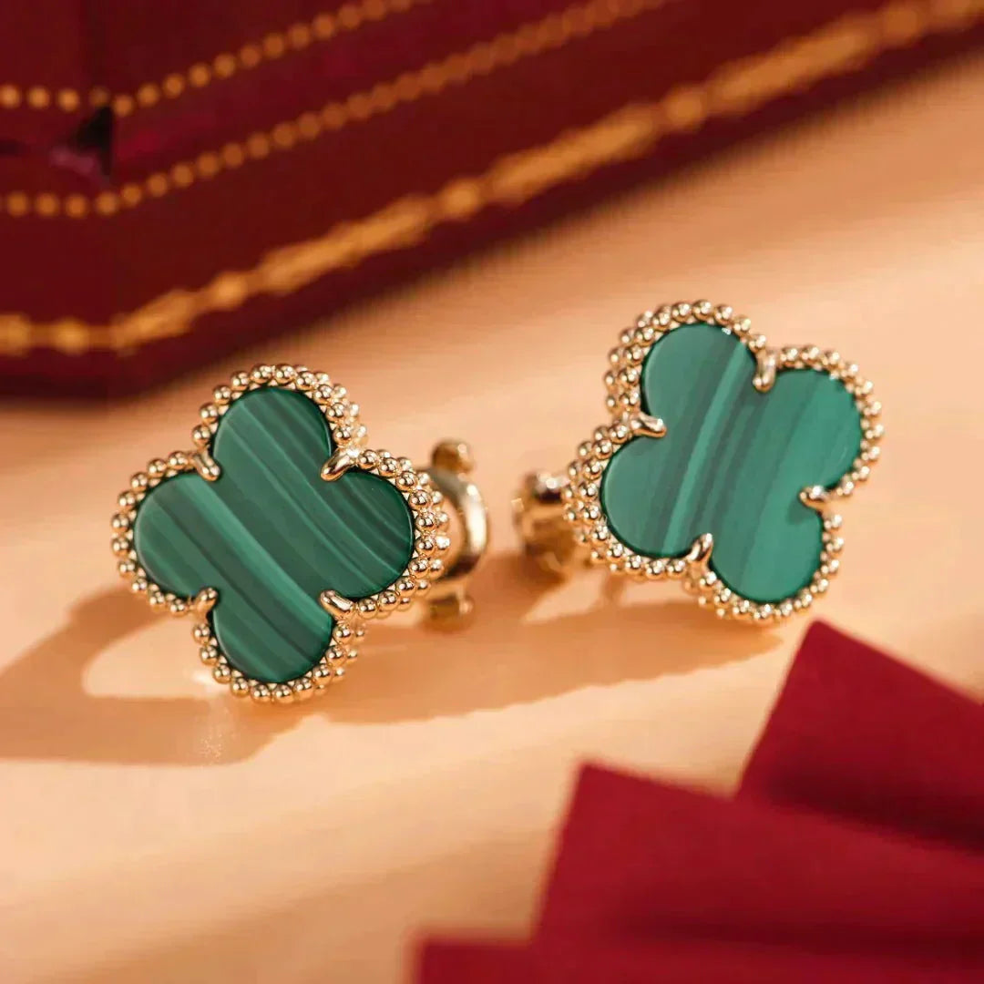 [Clover Jewelery]CLOVER MEDIUM 1 MOTIFS MALACHITE  EARRINGS