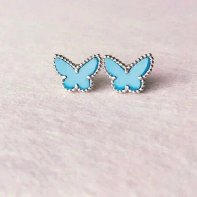 [Clover Jewelry]SCHMETTERLING TÜRKIS OHRRINGE SILBER