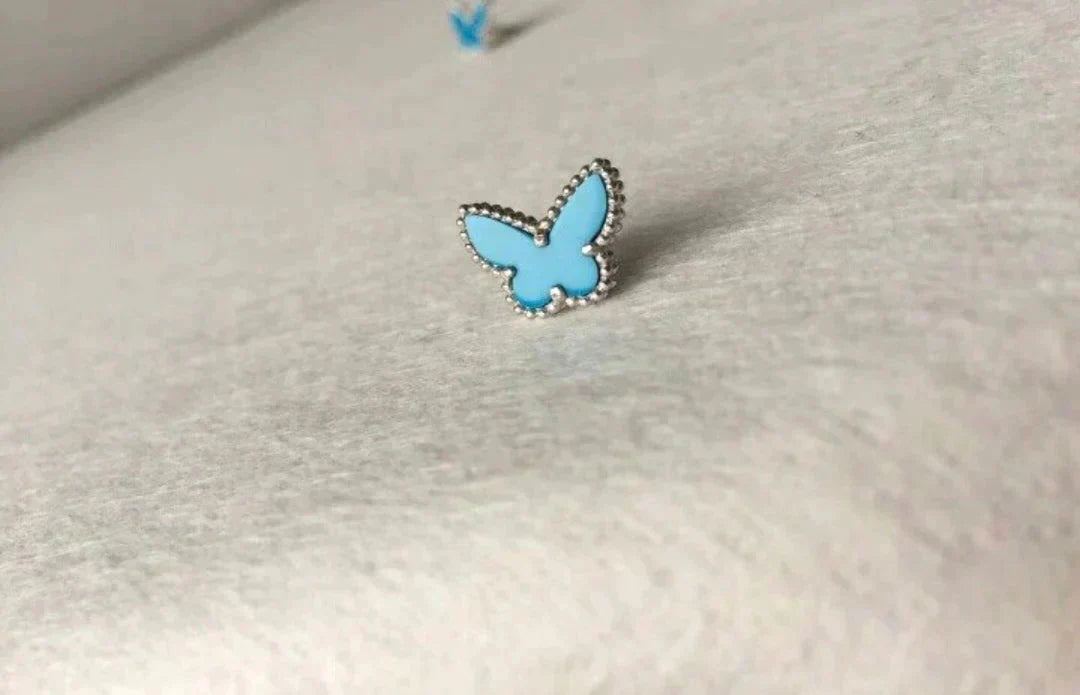 [Clover Jewelry]SCHMETTERLING TÜRKIS OHRRINGE SILBER