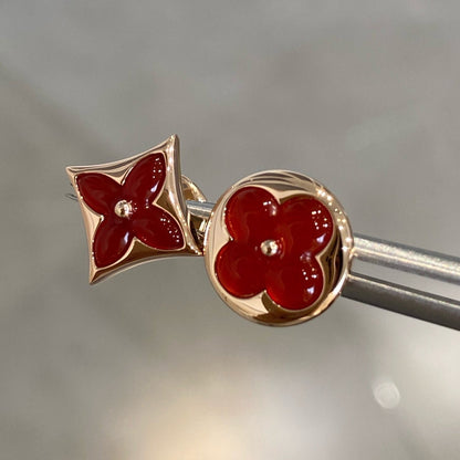 [Clover Jewelery]STAR AND SUN PINK GOLD CARNELIAN STUD EARRINGS