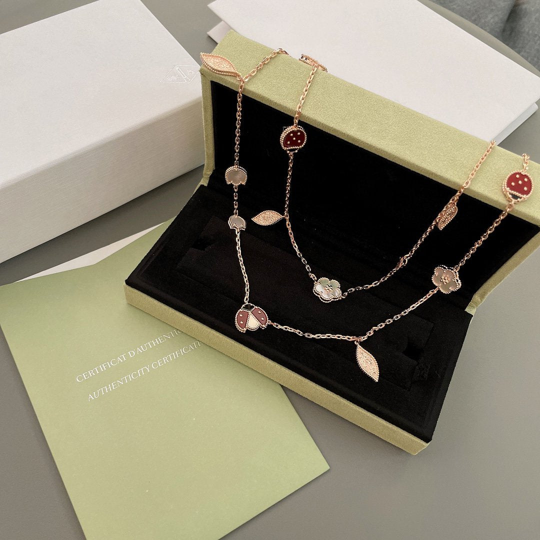 [Clover Jewelery]LUCKY SPRING 15 MOTIFS ROSE GOLD NECKLACE
